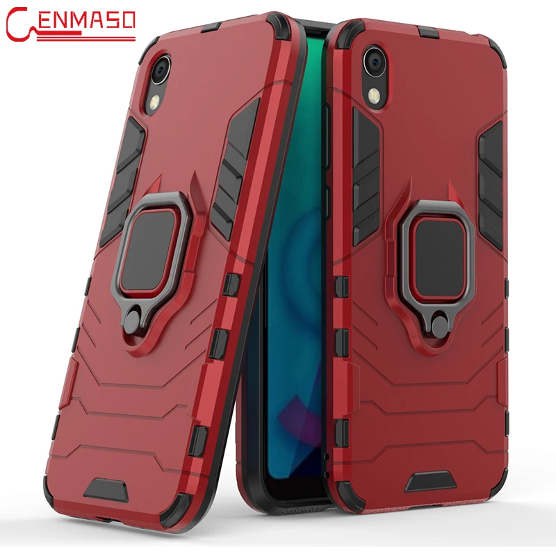 

For Huawei Honor 8S Case Shockproof Magnetic Phone Finger Ring Back Cove Soft Silicon + Hard PC Armor Case Coque 5.71