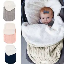 Теплое детское одеяло мягкий детский спальный мешок для ног Хлопковый вязаный Конверт для новорожденных пеленок аксессуары для коляски