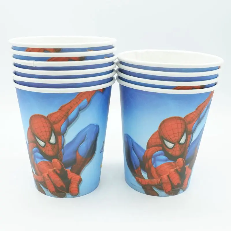 Cup 10pcs 10 шт./лот бумажные стаканчики Человек-паук одноразовые столовые приборы украшения для свадьбы дня рождения детский душ тематический фестиваль для детей Девочки Мальчики - Цвет: Cup 10pcs