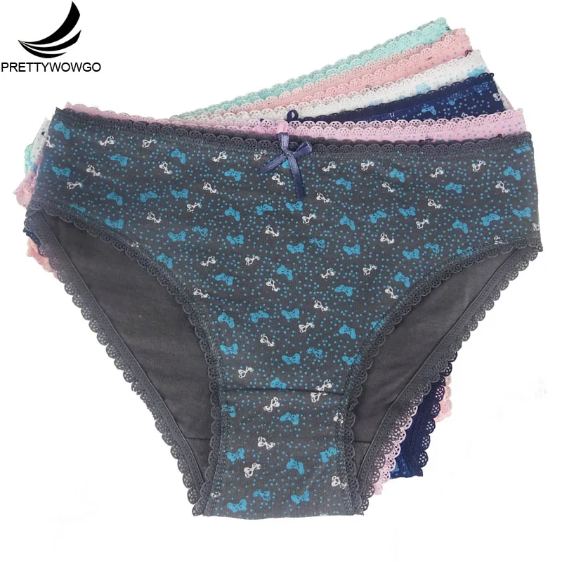 

2009 Prettywowgo Woman Briefs Wholesale 2017 New Arrival Good Quality 6 Color Floral Printed Cotton Panties