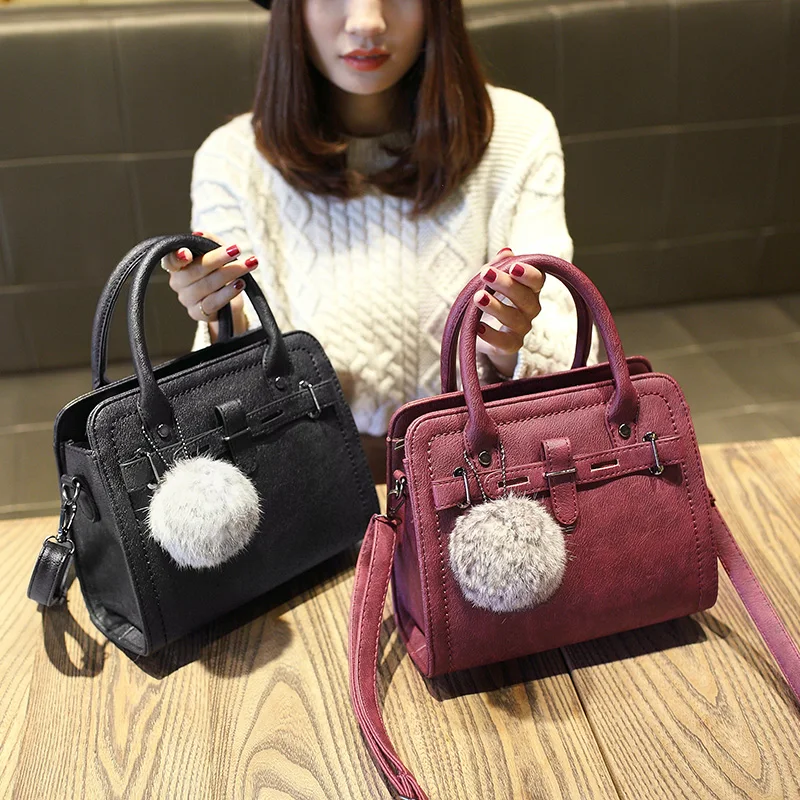 

WEIXIER 2019 new woman fashion handbags trend messenger bag Korean version women bag leisure hair ball ornaments flap LY-11