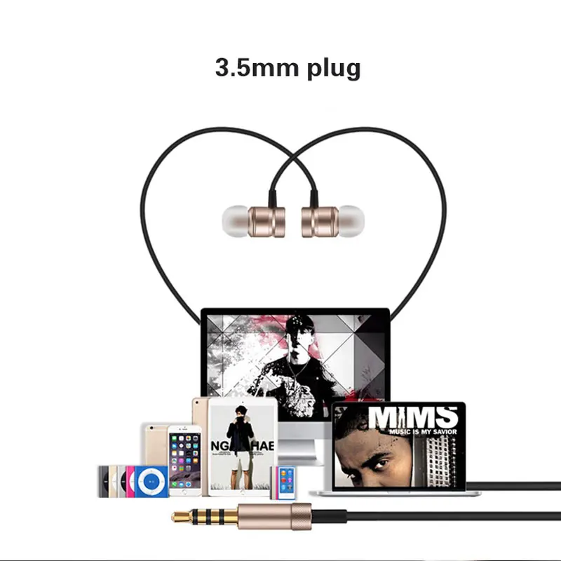 Универсальные наушники в ухо для девочек MP3 Xiaomi Музыка Спорт металлический