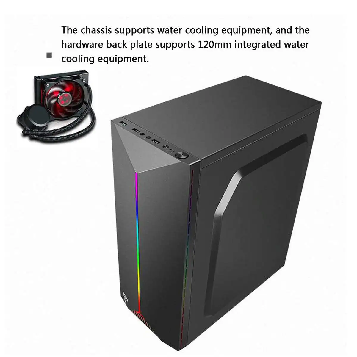  Gaming Pc Case Acrylic Transparent Side Panels Electric Contest Gaming Cooling Fan with RGB Belt Su