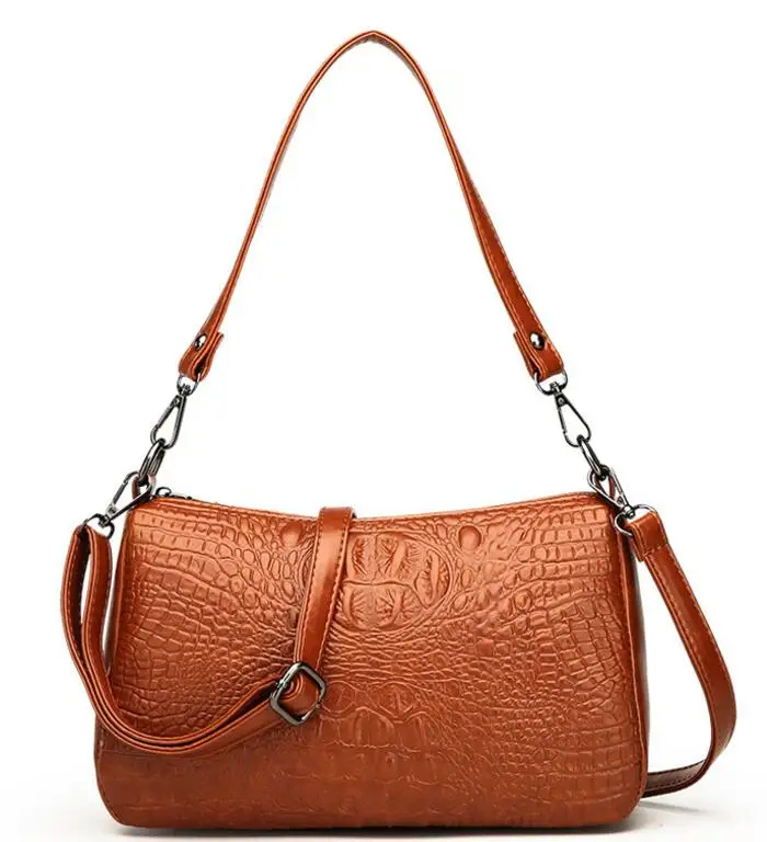 

Spring Summer Woman Trendy New Dark Brown Color Single Strap PU Leather Zipper Shoulder Bag Woman Crossbody bag