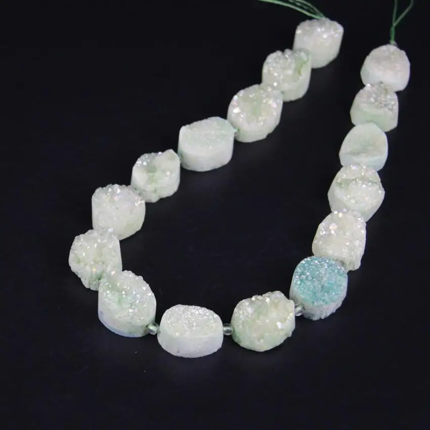 Approx16PCS/прядь зеленый AB натуральный кварц Жеода Друза овальные ПЛИТЫ самородок бусины, рога Агаты кристалл Drusy ломтик подвески ювелирные изделия