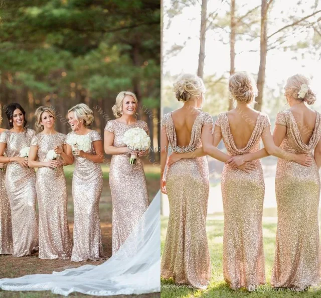 Floor Length Gold Bridesmaid Dresses