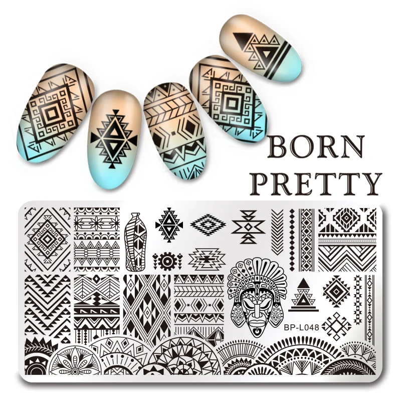 

1 Pc BORN PRETTY 12*6cm Rectangle Nail Stamping Plate Fashion Ethnic Design Stamp Nail Plate Manicure Nail Art Template BP-L048