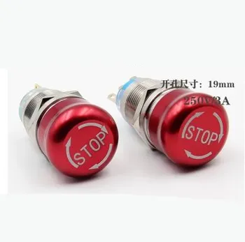 

1pcs 19mm STOP Pattern Waterproof Flat Round Stainless Steel Metal Emergency Stop Button Switch Push Lock Turn Reset Colour Red