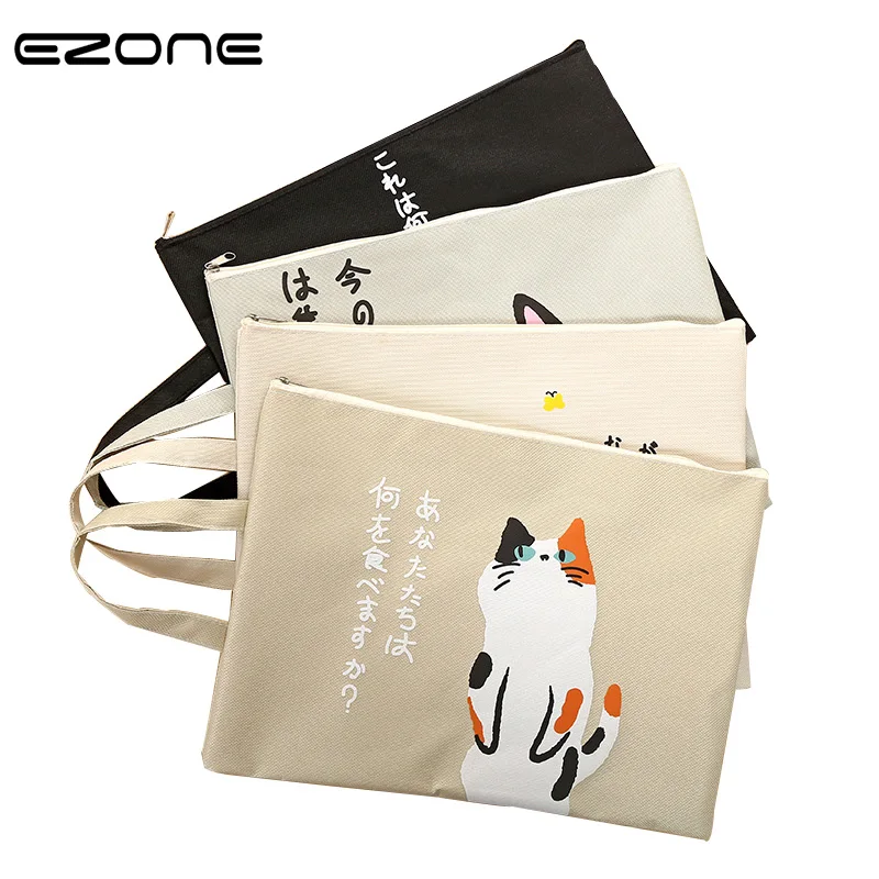 

EZONE Kawaii Cartoon Document Bag Printed Cute Cat Bills Bags Notepad Pocket Capacity Business Briefcase File Folders Papelaria