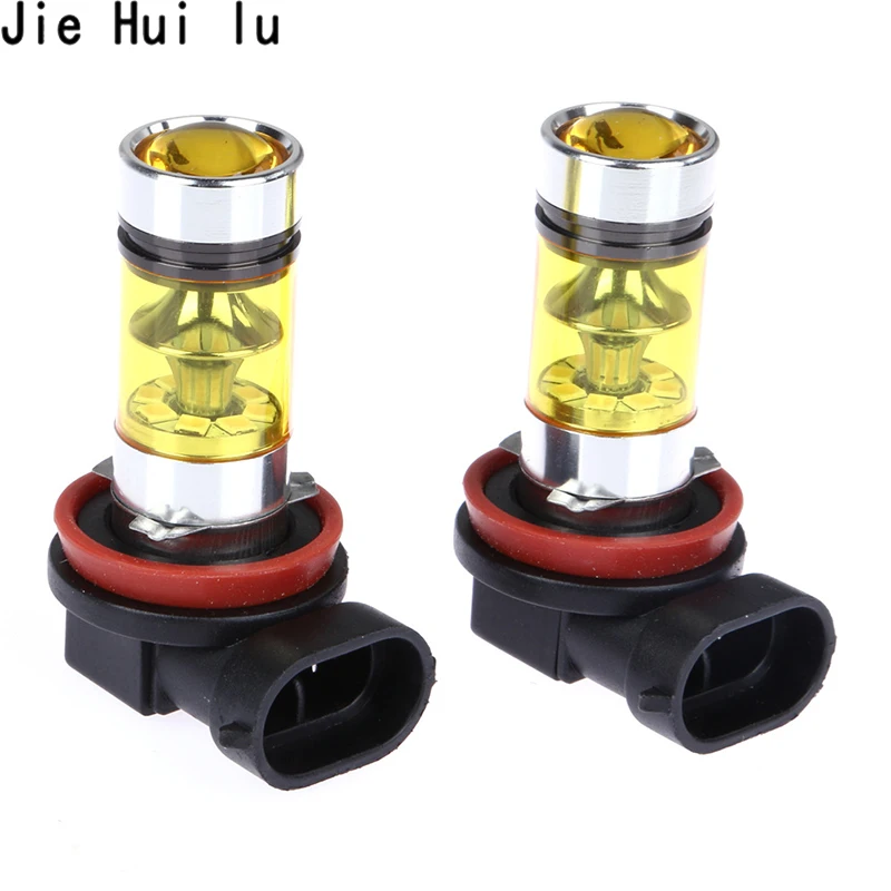 Автомобиль Стайлинг 2 шт Новый 100 W H11 H8 светодиодный 20 SMD 20smd туман свет 3030 желтый для вождения лампы 9-30 V линзы Внешнее освещение