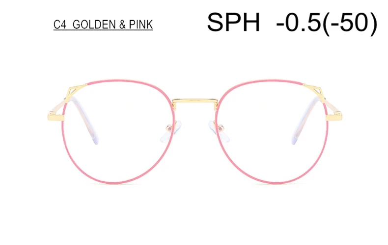 SUMONDY Рецептурные очки для близорукости SPH от 0 до 6,0 женщин мужчин изысканные кошачьи очки для близоруких конечного продукта UF54 - Frame Color: GOLDEN/PINK (-0.5)
