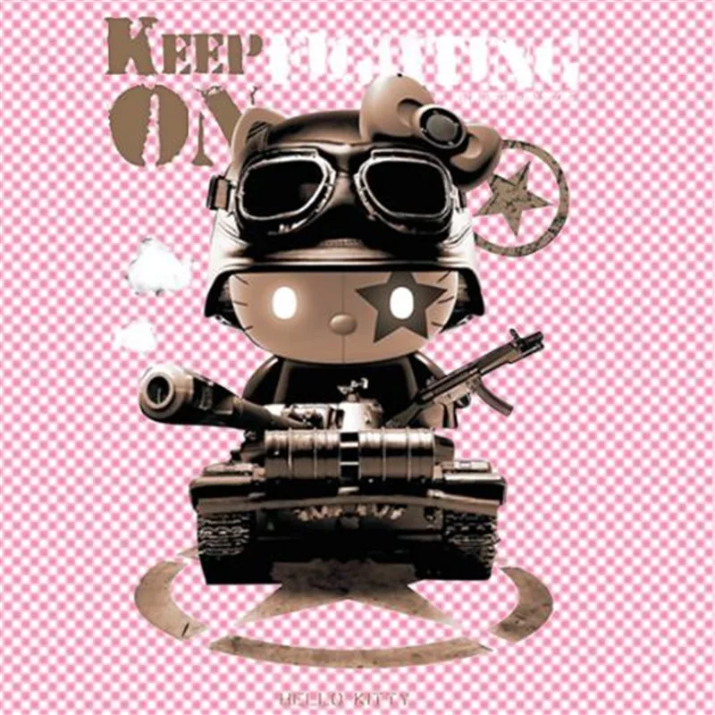 

T shirt women heat transfer printing Cartoon tank cat pvc patch for clothes iron on transfer patches for clothing girl stickers