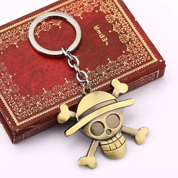 

1 Pcs New Anime Luffy Straw Hat Copper Key Ring Tone Zinc Alloy Keychains Kids Toys Pendants