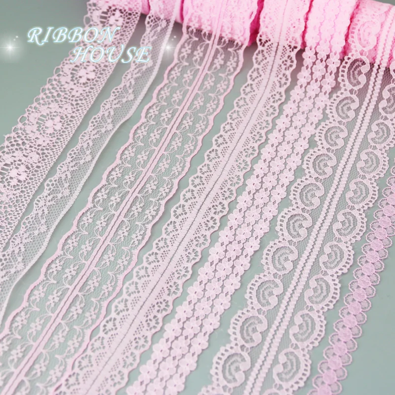 5 ярдов/рулон) розовая кружевная ткань тонкая лента для украшения Прекрасный подарок упаковочный материал