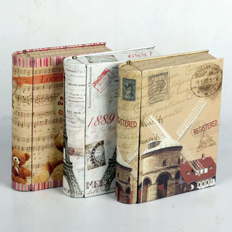Creative 19 14 5 4cm Books Shape Decorative Storage Tin Boxes With