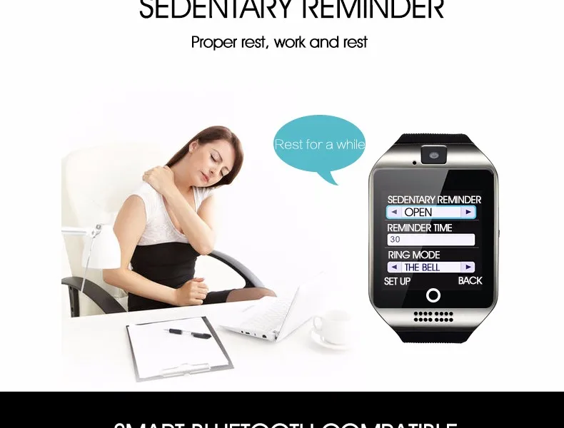 ZYKER Bluetooth Смарт-часы для мужчин с поддержкой TF sim-карты камеры фотографии шагомер сенсорный экран для Android iPhone Smartwatch