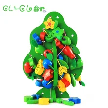 Деревянные детские головоломки бисерные Игрушки для раннего обучения для фруктов, украшенная бусами, пазл ранний обучающие игрушки