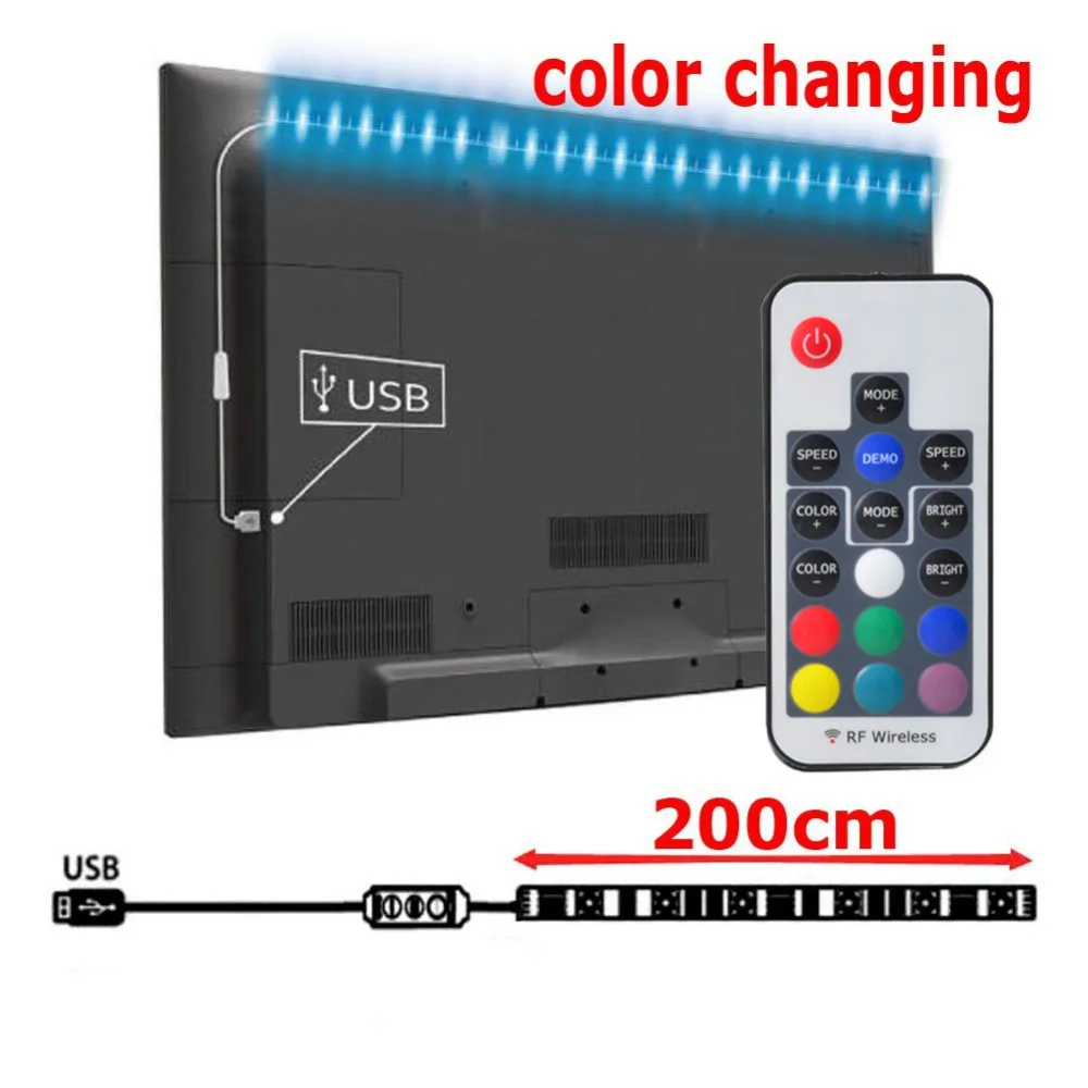 USB 5V 5050 Светодиодная лента RGB светильник 60led 1 м 2 м Мини ИК 24key RF 17key Контроллер печатной плате Черного цвета IP65 Водонепроницаемая светодиодная лента RGB гибкий светильник клей