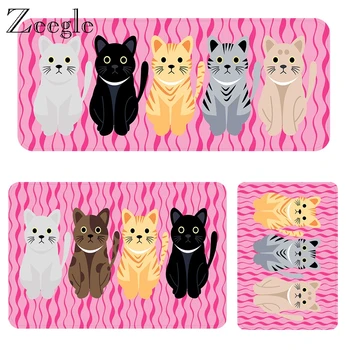 

Zeegle Cute Cat Family Pattern Funny Door Mat for Front Door Absorption Kitchen Mats Area Rugs Living Room Bedroom Floor Carpets