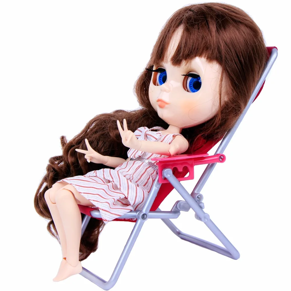 Fashion Miniature 1:12 Scale Hot Pink Foldable Plastic Beach Chair Deck Mini Garden Lovely Furniture For Blythe Doll Accessory Fashion Miniature 1:12 Scale Hot Pink Foldable Plastic Beach Chair Deck Mini Garden Lovely Furniture For Blythe Doll Accessory
