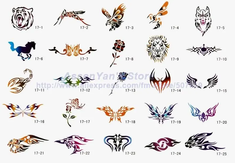 Temporary Airbrush Tattoo Stencils book Template Booklet 17 50 designs