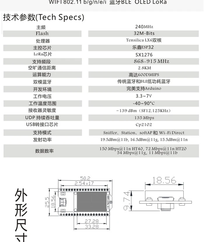 WI-FI/Bluetooth/для LoRa узел Интернет вещей Совет по развитию SX1276/ESP32/OLED/868-915 полоса частот для Arduino