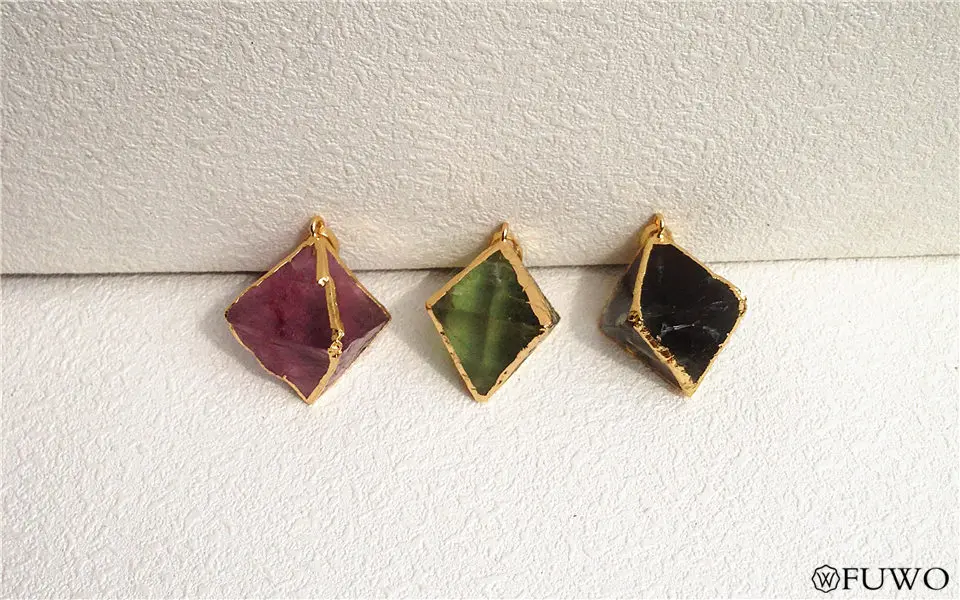 Natural Fluorite Stone Pyramid Shape Stone Pendant 7