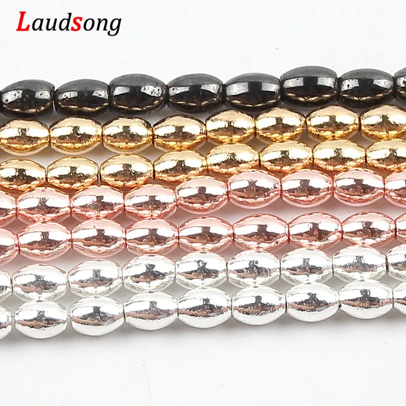 

Natural Hematite Beads 65pcs/Strand 4x6mm Oval Loose Stone Beads For Jewelry Making DIY Necklace Bracelet Beaded