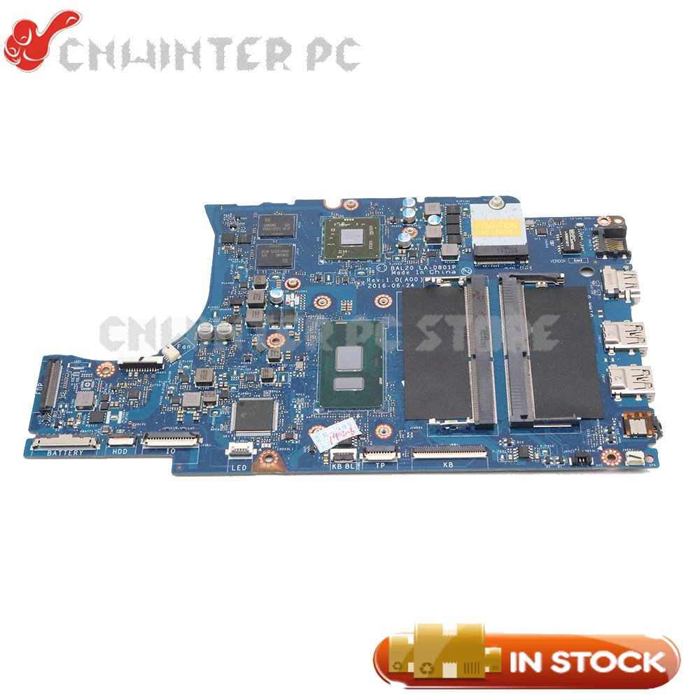 NOKOTION для Dell 15-5567 5567 5767 материнская плата ноутбука BAL20 LA-D801P 02PVGT SR2ZU CN-02PVGT DDR4 Radeon R7 M445 |