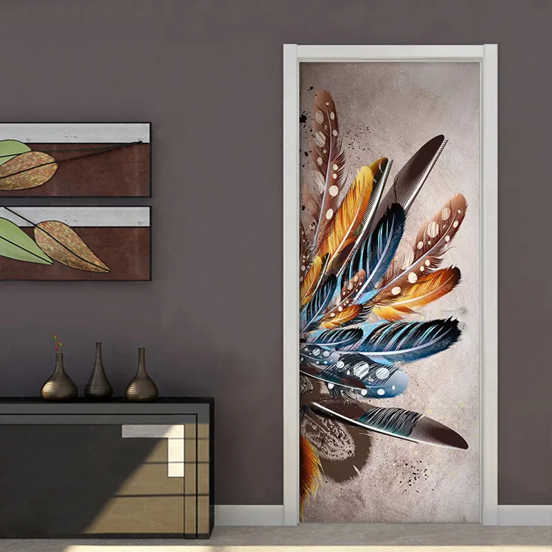 

Retro Creative Color Feather Photo Wallpaper 3D Living Room Study Door Sticker PVC Self Adhesive Waterproof Mural 3 D Wall Paper