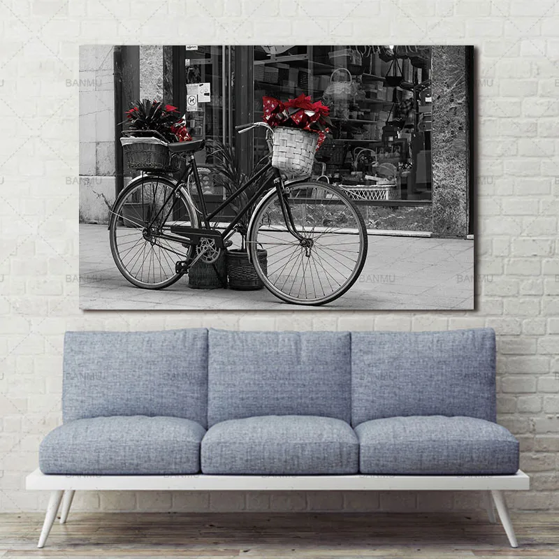 

Wall art canvas painting Wall Pictures print for Living Room 1 penel Morden print home deor Retro bicycle Art Pictures no frame