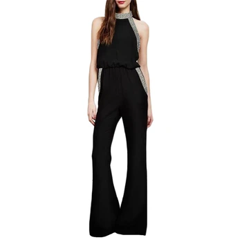

Jumpsuit Women Black XS-3XL Plus Size Sleeveless Wide Leg Pants 2019 New Summer Sexy Bare Back and Shoulder Long Jumpsuits LD978