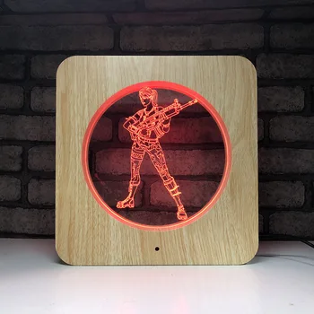

Creative 3D Night Light LED Table Lamp USB 7 Color Ambient Light Gift Wood Grain Stereoscopic Light