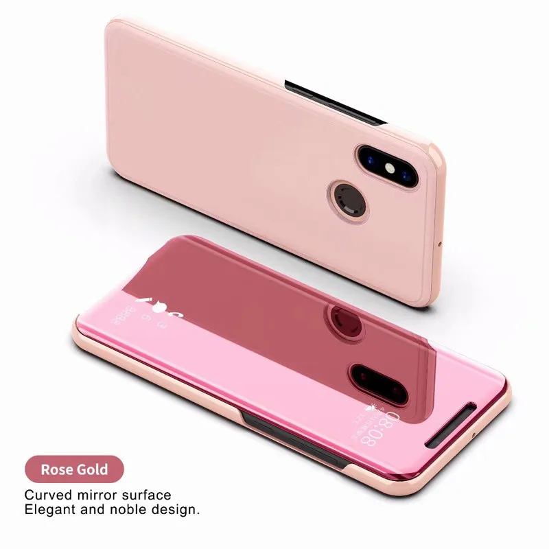 Умный зеркальный чехол для телефона с функцией подставки для redmi note7 S2 4A note6 note5 note4/для xiaomi max2 max3 mix2 mi6 mi8 - Цвет: Pink