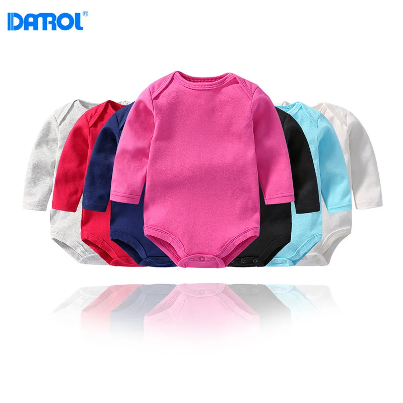 Cotton double sided cloth baby onesies solid color newborn baby long