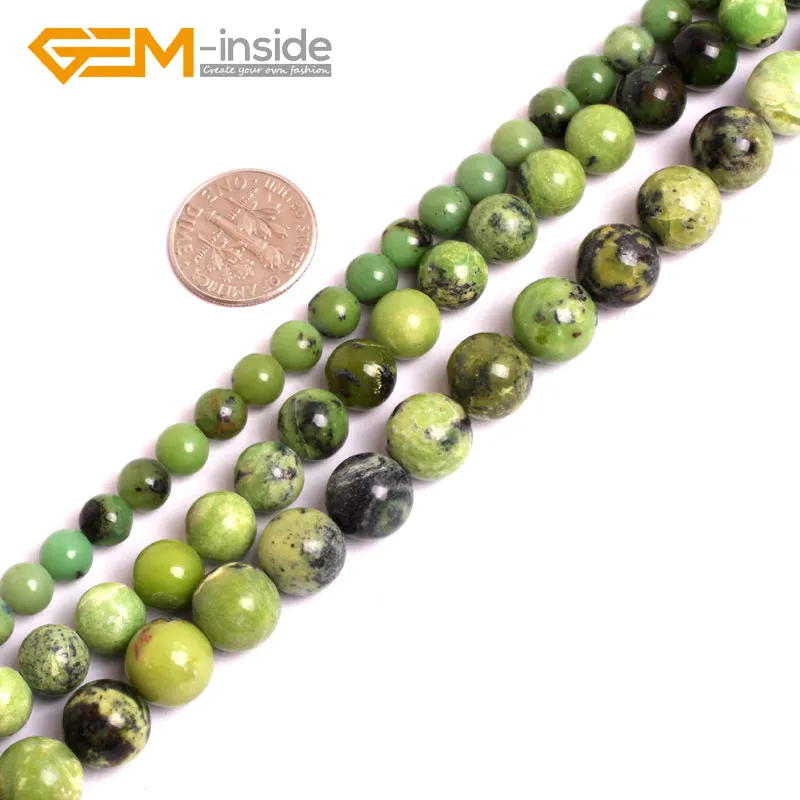 

6mm-10mm Round Green African Turquoises Beads For Jewelry Making Strand 15 Inches DIY Gem-inside