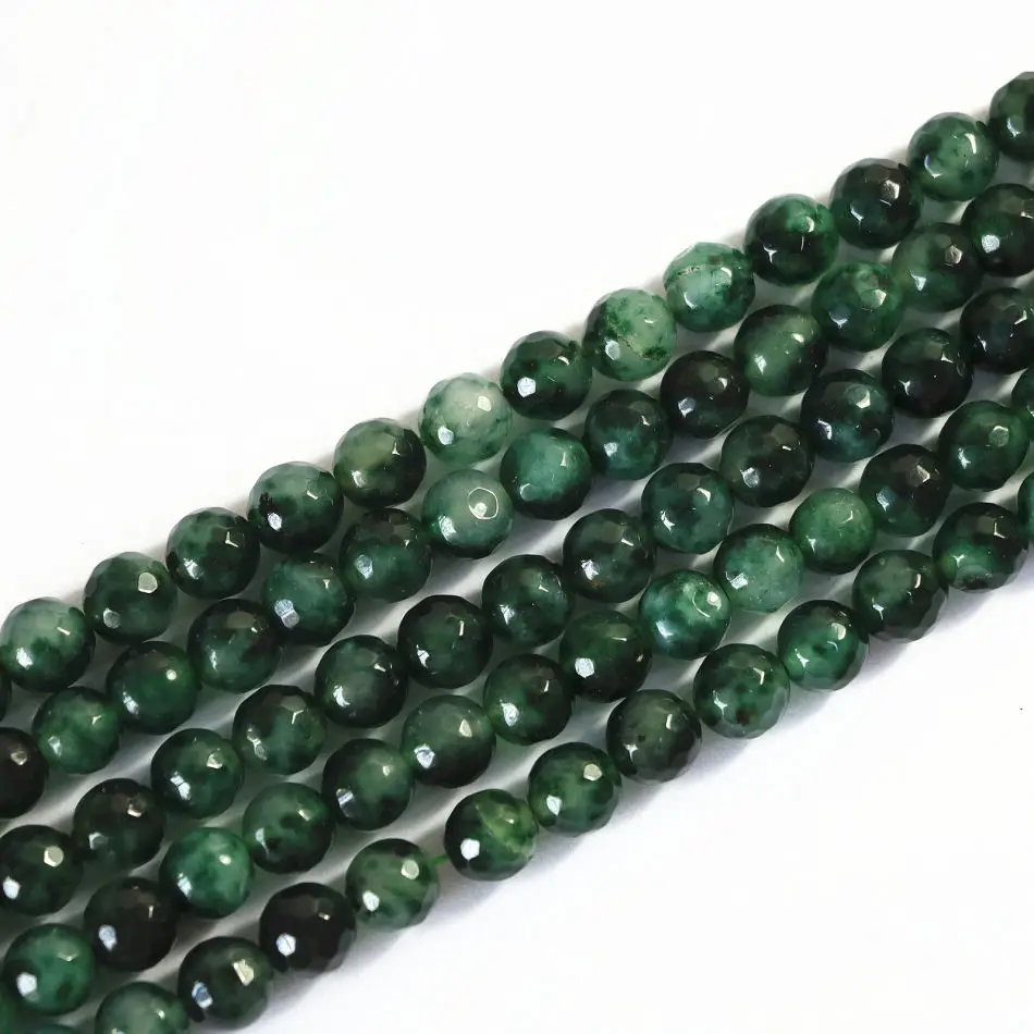 

Charms green white natural stone chalcedony jades 4mm 6mm 8mm 10mm 12mm faceted round beads diy beautiful Jewelry B22