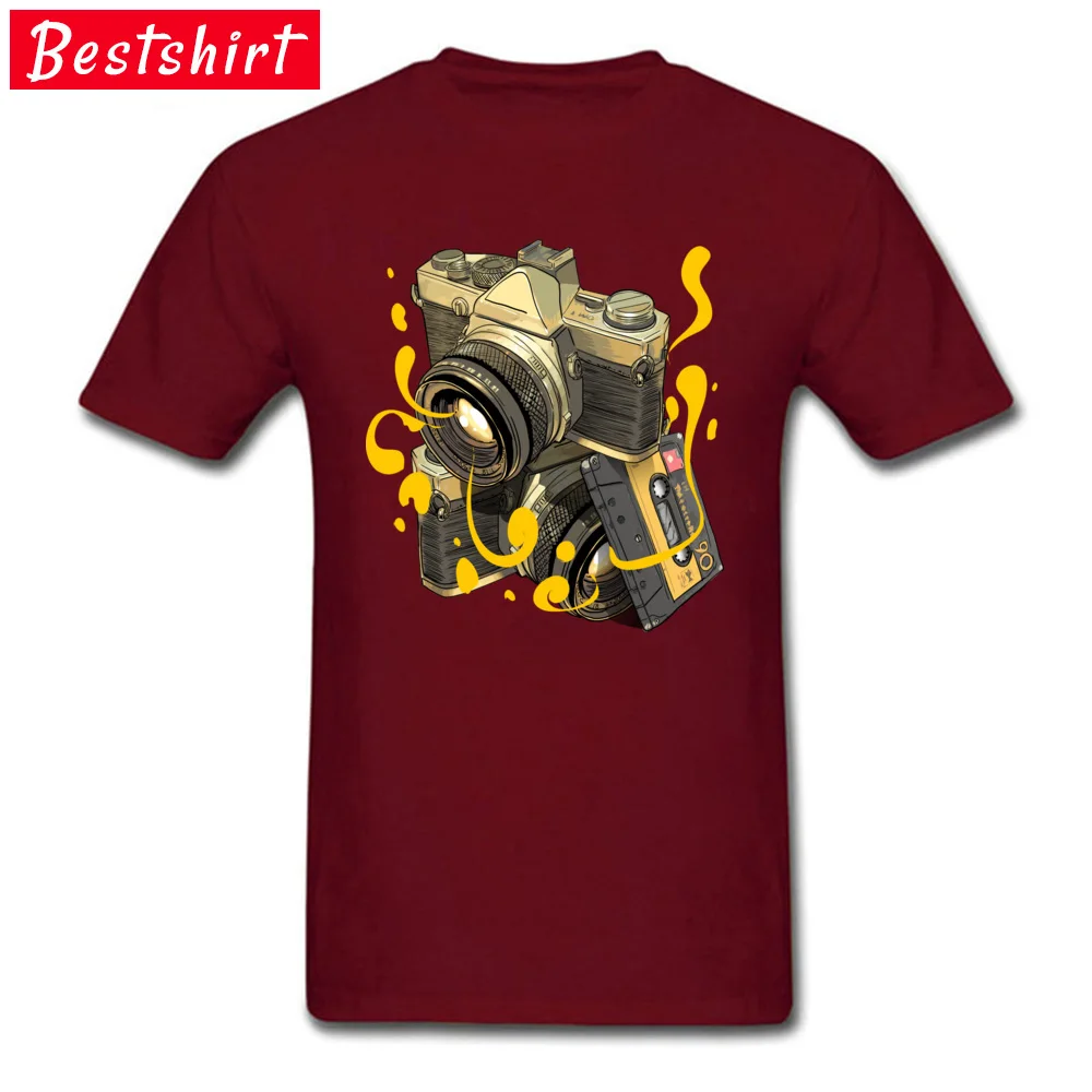 35mm T Shirt Brand New O-Neck Design Short Sleeve Pure Cotton Men's T-shirts Funny Tee-Shirts Wholesale 35mm maroon