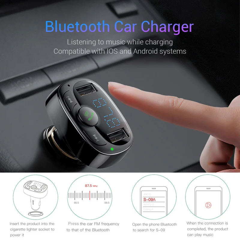 Baseus سيارة شاحن آيفون الهاتف المحمول يدوي FM الارسال بلوتوث سيارة كيت LCD MP3 لاعب المزدوج USB سيارة الهاتف شاحن Baseus سيارة شاحن آيفون الهاتف المحمول يدوي FM الارسال بلوتوث سيارة كيت LCD MP3 لاعب المزدوج USB سيارة الهاتف شاحن