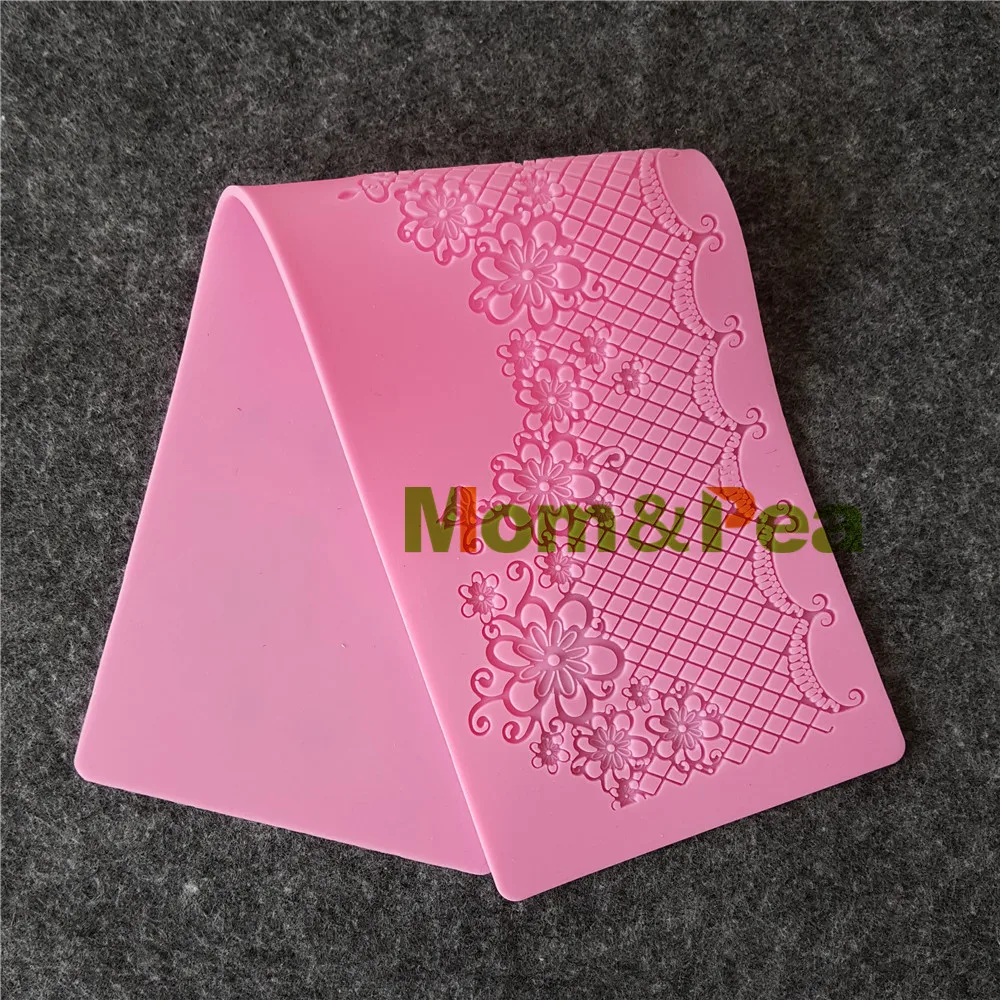 

Mom&Pea GX170 Free Shipping Flowers Lace Mold Cake Decoration Fondant Cake 3D Mold Food Grade Silicone Mould