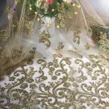 GLace 1 м/лот золото бронзовая сетка ткань двустороннее положение блесток платье юбка представление сценический костюм ткань TX746