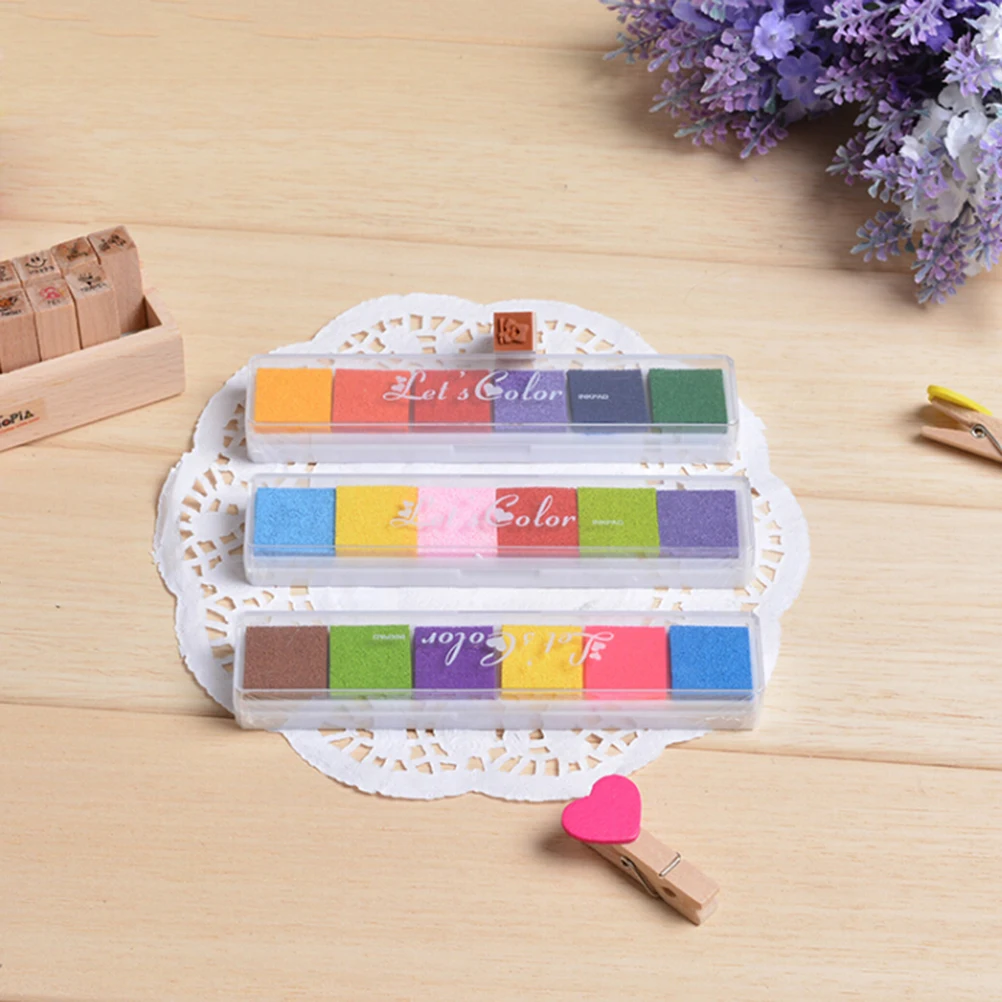 Non-Toxic Ink Pad Inkpad DIY Craft Card Stamp Fingerprint Accessories for Children Kids Rubber Stamps Paper Wood 1 PACK