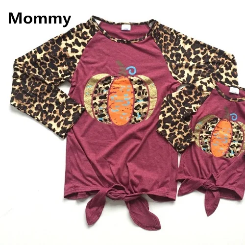 mommy Одежда для мамы и девочки, одежда для маленьких девочек на Хэллоуин, Раглан для маленьких детей, тыква, Раглан с леопардовым принтом, для мамы и меня, бутик, Раглан - Цвет: mommy