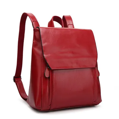 SUOAI женщины рюкзак высокое качество Pu опрятный стиль школьные рюкзаки девушки свободного покроя дорожные сумки - Цвет: Red