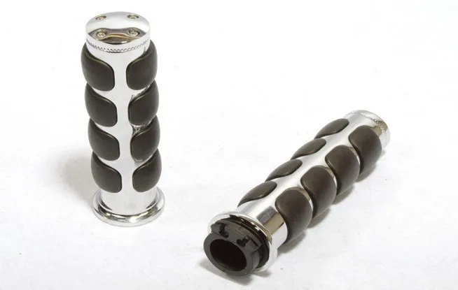 

motorcycle parts Billet Rubber 1" Handlebar Grips for Honda for Yamaha for Suzuki for Kawasaki bikes 1986-2013 CHROME