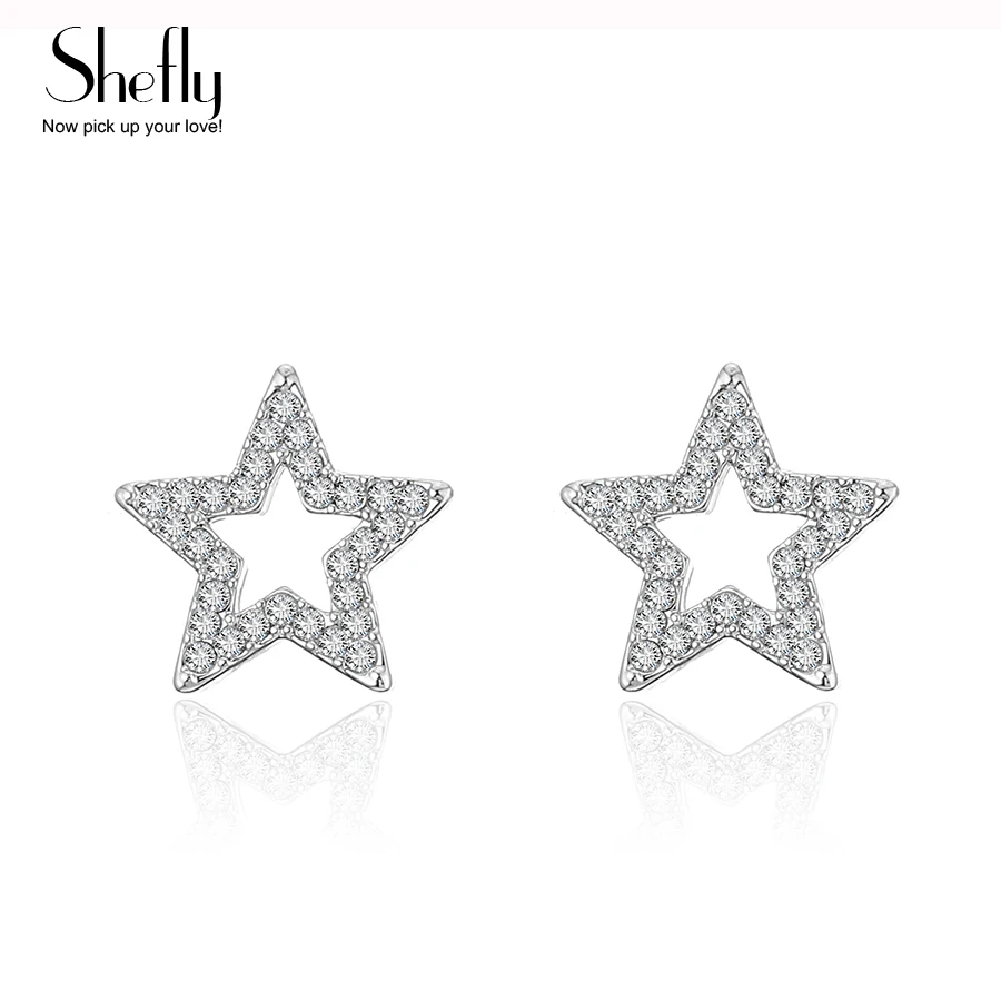 

Cubic Zirconia Star Small Earrings Fashion Women Jewelry White Gold Color Crystal Stud Earrings Wholesale Price
