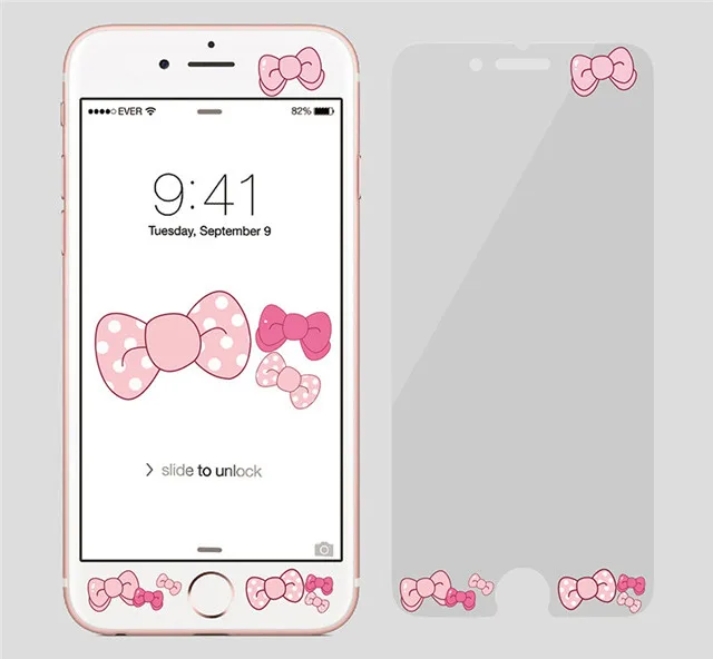 Стеклянная пленка RLENDA Sweet Bow Twins My Melody из мультфильма для iPhone 8, 7, 6, 6S plus, закаленное стекло 2.5D Edge, Защитная пленка для экрана