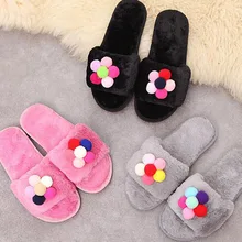Women Fashion Winter Warm Home Furry Cotton Slippers Shoes DIY Flower Design Extra-thick Platform Slippers Plush Shoes Non-slip extra thick classical flower design home decor vinyl wallpapers