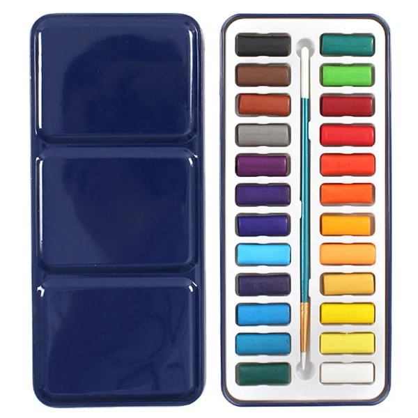Новые цвета Портативный оловянный ящик твердый акварельный набор красок для художественной школы студенческий Рисунок живопись канцелярские творческие принадлежности 21 - Цвет: 24 Color