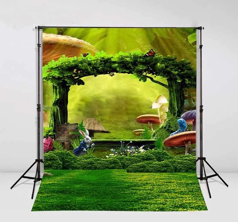 Mushroom Alice Wonderland Rabbit backdrops Vinyl cloth High quality Computer printed children kids Backgrounds for sale | Электроника